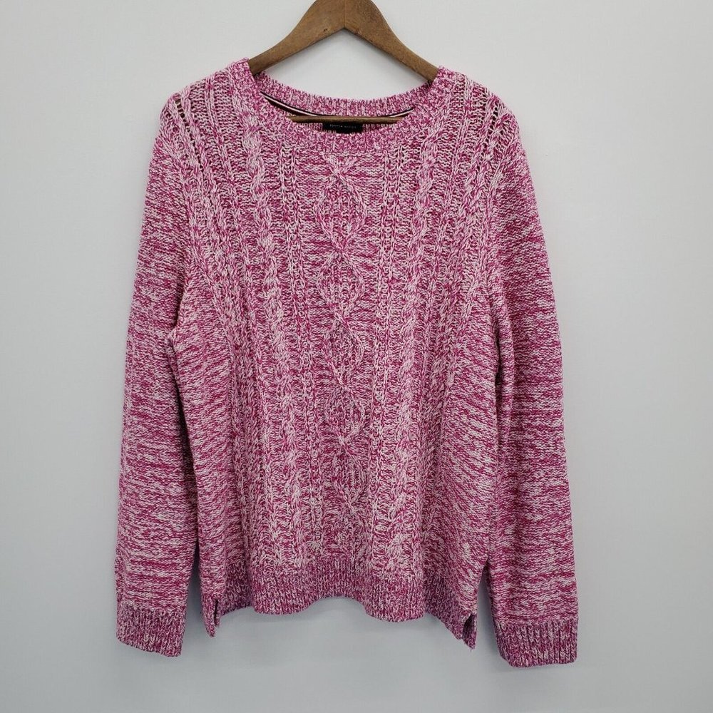 Tommy Hilfiger Womens‎ Pink Cable Knit Pullover Sweater Plus Size 2XL Crew Neck